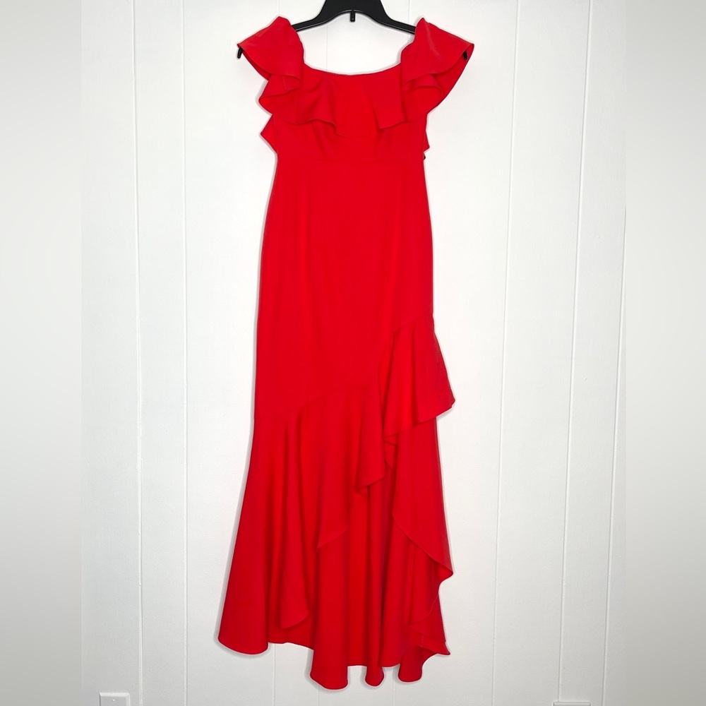 Sensemill Boutique Red Ruffle High-Low Maxi Dress - Picture 2 of 5